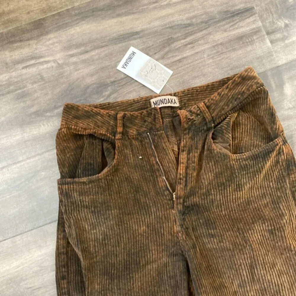 NWT Mundaka Free People Studded Corduroy Jeans Brown Sz 8/L